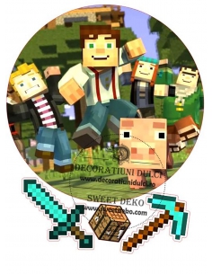 Imagine comestibila Minecraft decor tort rotund