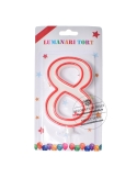 Lumanare 12cm, alba cu bordura rosie