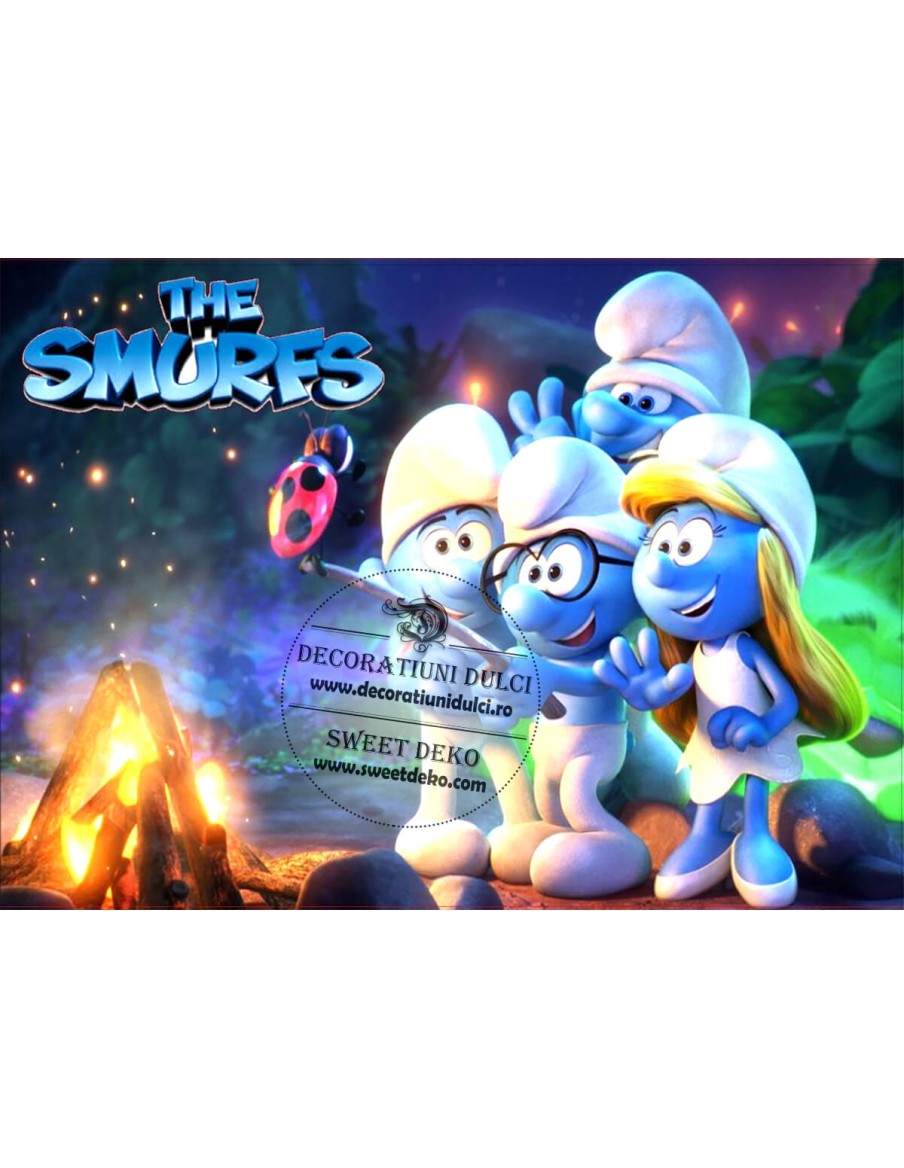 Imagine comestibila foc de tabara cu strumfii