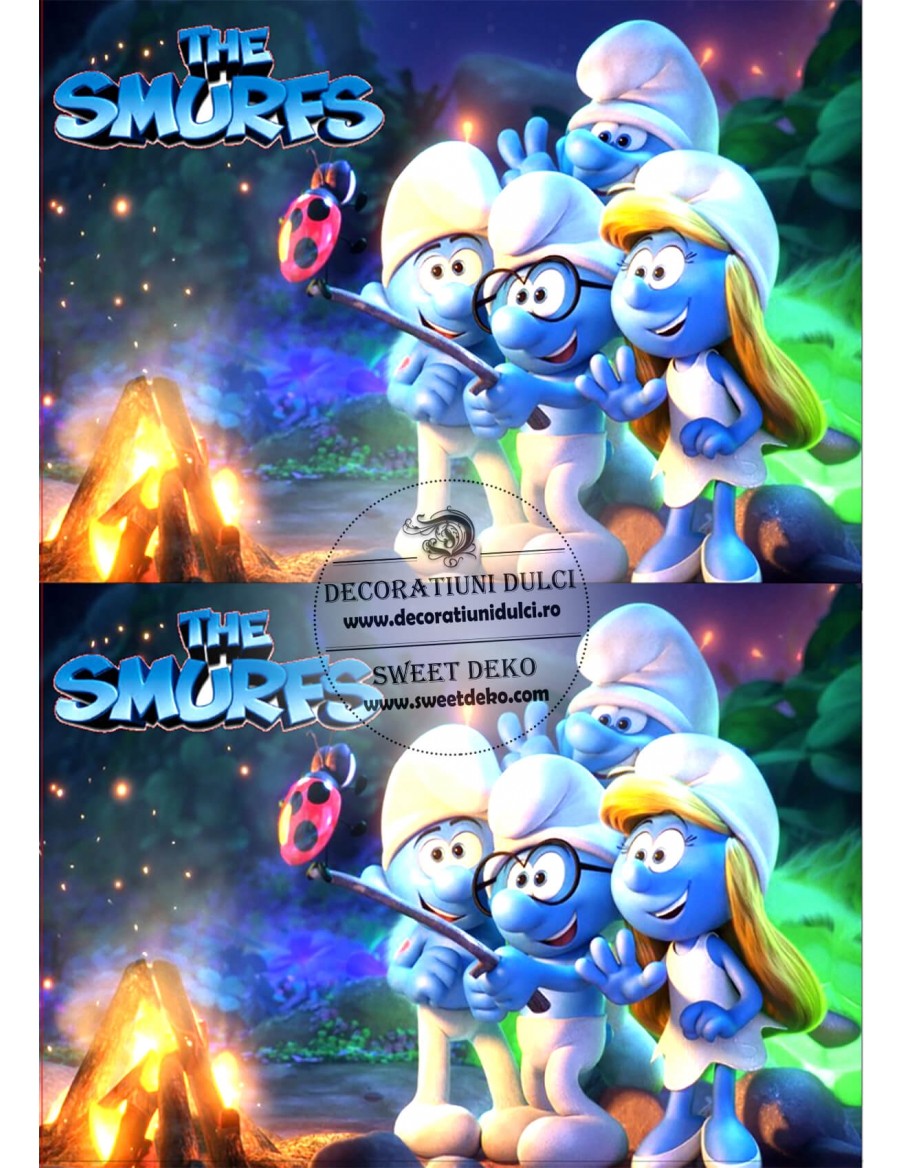 Imagine comestibila foc de tabara cu strumfii