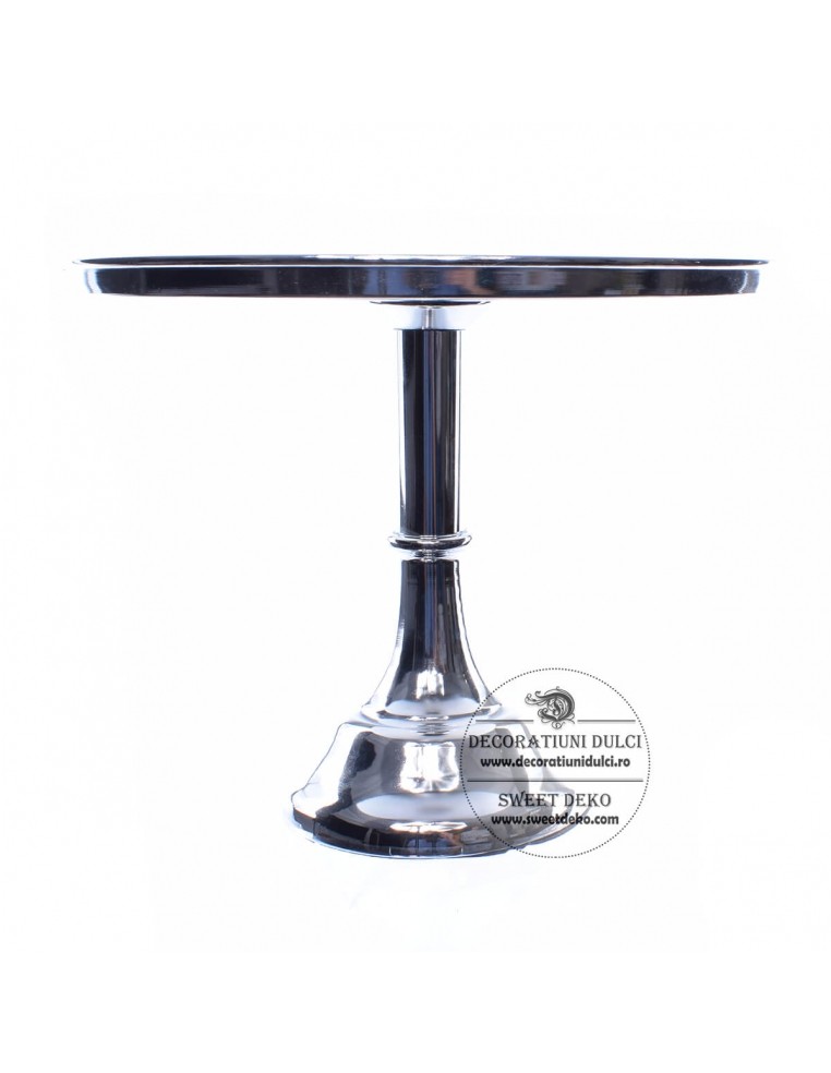 Platou argintiu cu picior si oglinda
