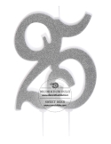 Lumanare 25 argintiu glitterat