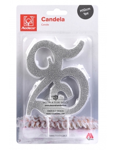 Lumanare 25 argintiu glitterat 2