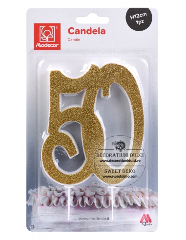 Lumanare 50 auriu glitterat