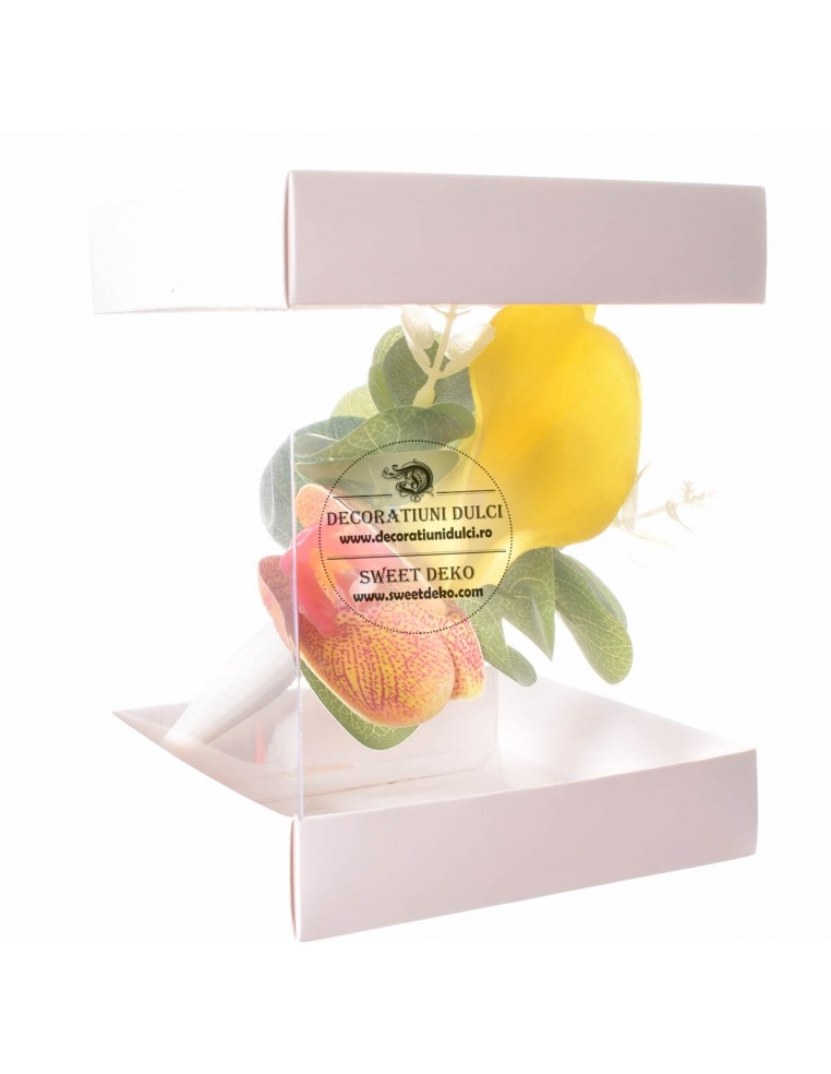 Topper flori- cala galbena cu orhidee