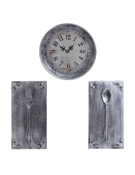 Set decor bucatarie, ceas antigue silver